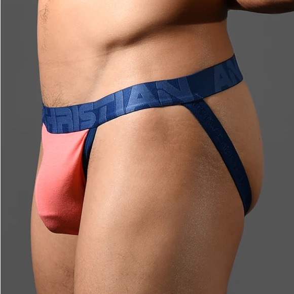 Andrew Christian CoolFlex Modal SHOW-IT® Coral and Navy Jockstrap - Picture 2 of 7